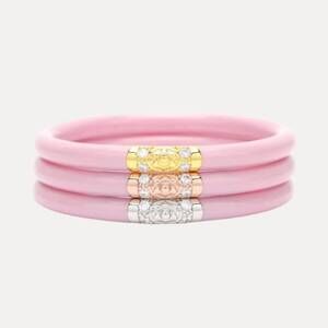 NEW BUDHAGIRL three kings all weather bangles in pink